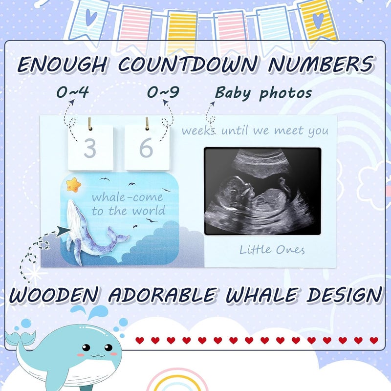 CypherX Baby Sonogram Picture Frame with Countdown Weeks 4"x3" Ultrasound Photo Frames - Pregnancy Announcement Gifts for Expecting Parents, Baby Announcement New Mom Gender Reveal Shower Gifts - Image 3